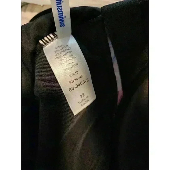 Size 22 NWT Swimsuits for All Floral Tropical Black Front Crossed Swim Dress - Picture 3 of 7